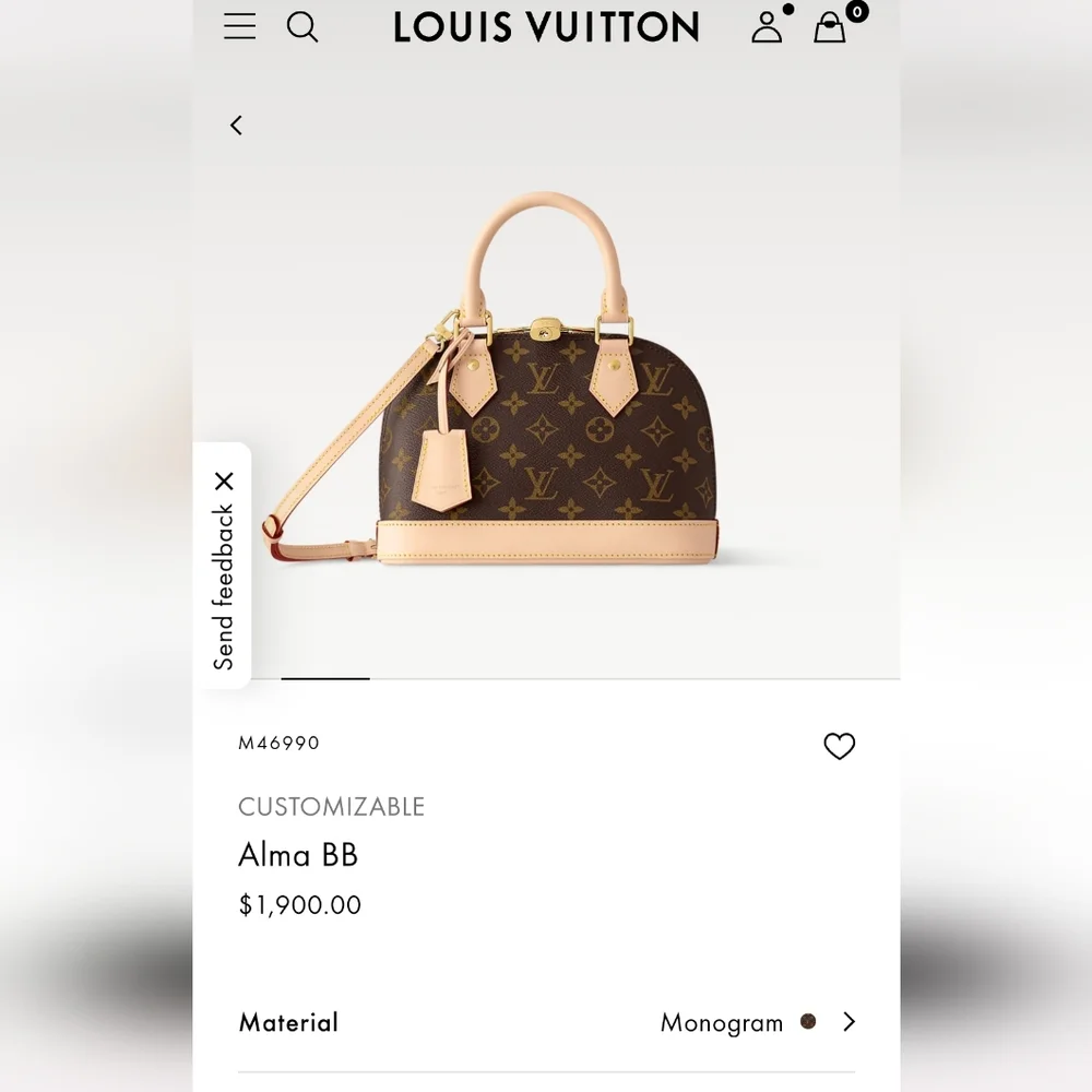 LOUIS VUITTON ALMA BB Monogram with Strap/ New/ Never Carried - Picture 2 of 11